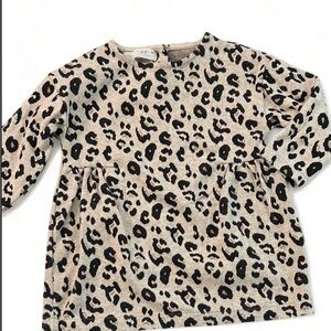 Zara Leopard Print Kids Dress - Black and Tan